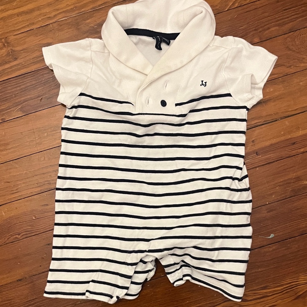 Janie and Jack White and Navy Striped One Piece
